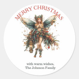 Adesivo Fada de Férias Elegante com Lanterna no Natal