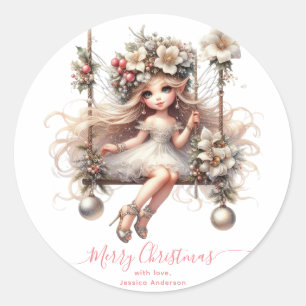 Adesivo Fada de Natal Branca