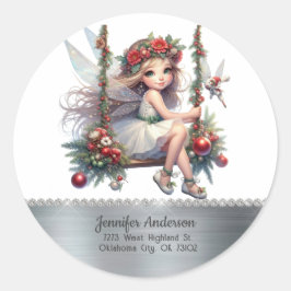 Adesivo Fada de Natal em Aquarela 