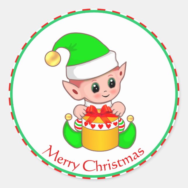 Adesivo Fada de Natal Fofo & Caixa de Presente (Frente)