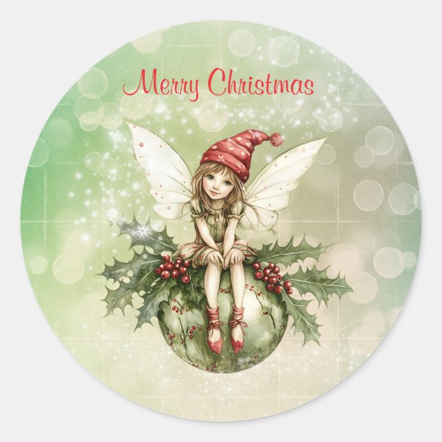 Adesivo Fada de Natal Gelada em Ornamento (Frente)