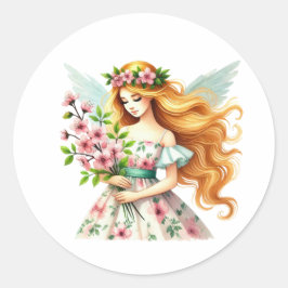 Adesivo Fada de Primavera de Aquarela