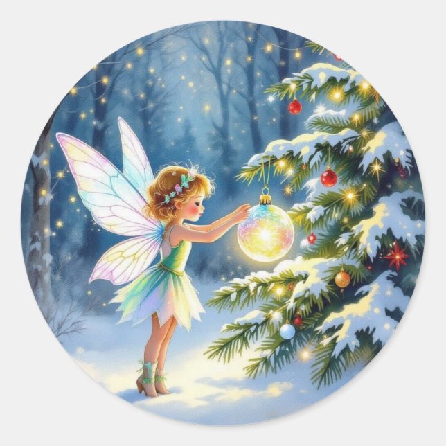 Adesivo Fada Decorando Árvores de Natal (Frente)