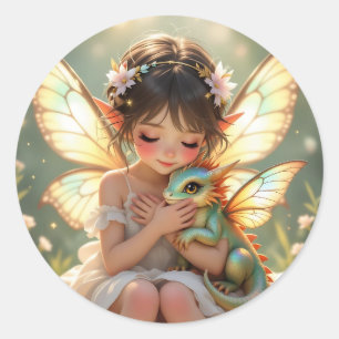 Adesivo Fada e Dragão Chibi Conto de Fadas Anime