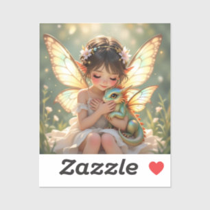 Adesivo Fada e Dragão Conto de Fadas Anime Chibi
