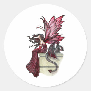 Adesivo Fada e Dragão Vermelho Gótico Rubi Inquieto