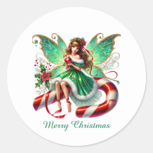 Adesivo Fada festiva de hortelã-pimenta de Natal