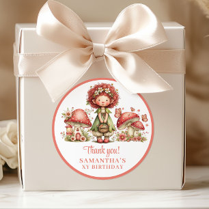 Adesivo Fada Floral Cor de Rosa Bonito Aniversário Obrigad