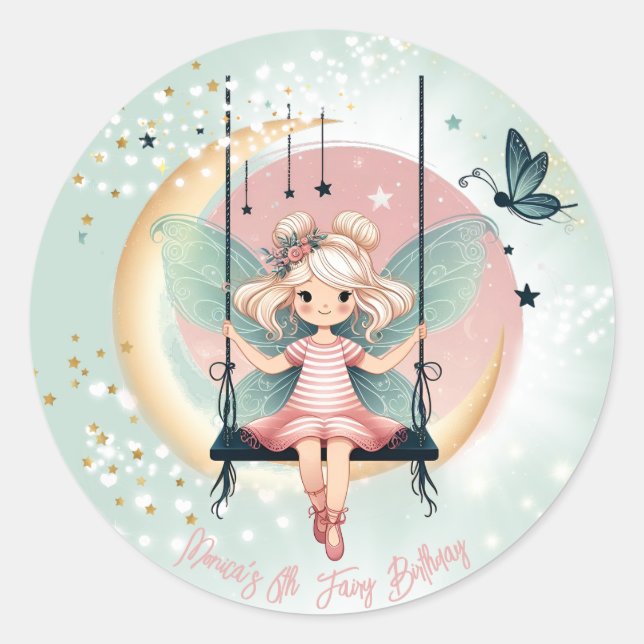 Adesivo Fada magica encantada no aniversário de criança de (Frente)