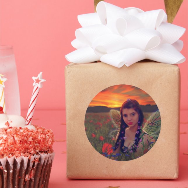 Adesivo Fada no Sunset em campo de papo Fantasia Arte (Festa)