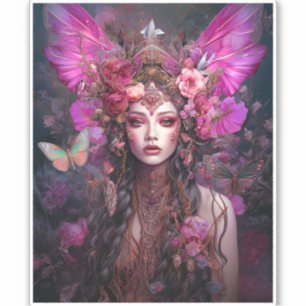 Adesivo Fada Rosa Púrpura Rainha Fantasia Arte