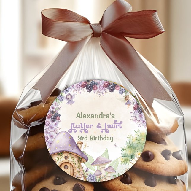 Adesivo Fada Roxa Terceiro Berry aniversário de 3 anos (Criador carregado)