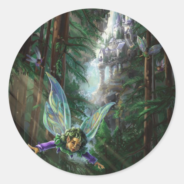 Adesivo Fadas da Floresta e Arte do Castelo da Cachoeira (Frente)