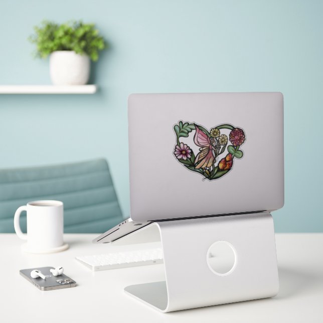 Adesivo Fadas de Flores, Fadas de Jardim (Laptop na mesa)
