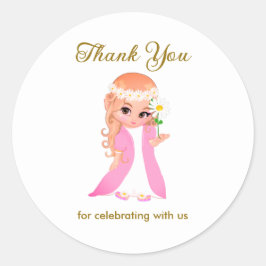 Adesivo Fadas e Flores de Branco Obrigado