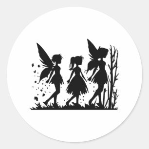 Adesivo Fadas Elegantes Silhueta em Monocromo