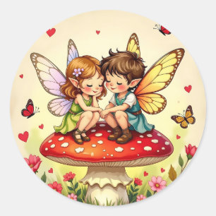 Adesivo Fadas Lindas em Cogumelos Retro Vintage