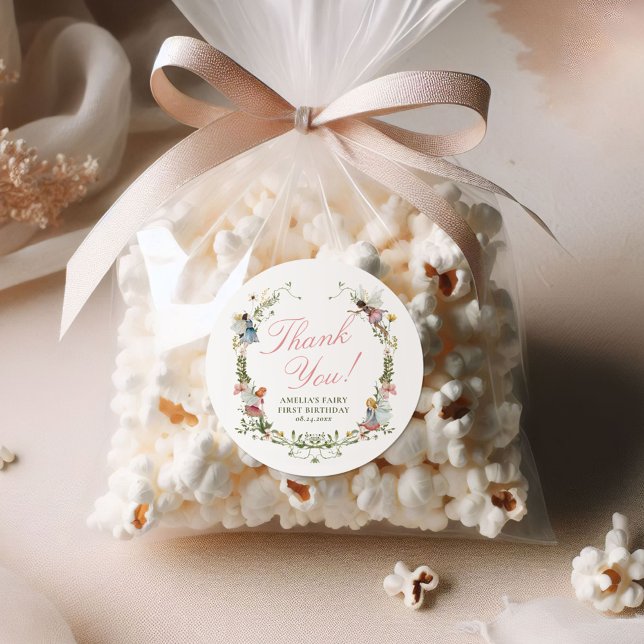 Adesivo Fairy First Vintage Floral Birthday (Criador carregado)