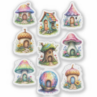 Adesivo Fairy Houses Scrapbook Junk Journal Sticker Sheet