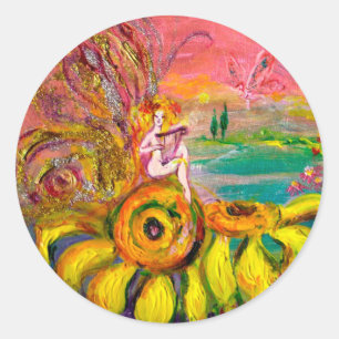 Adesivo FAIRY OF SFLOWERS amarelo rosa preto