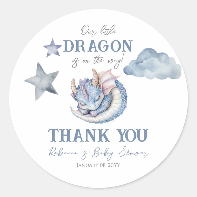 Adesivo Fairytale Dreamy Dragon Baby Shower (Frente)