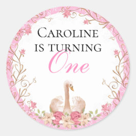 Adesivo Fairytale Swan Floral Rosa Noivo