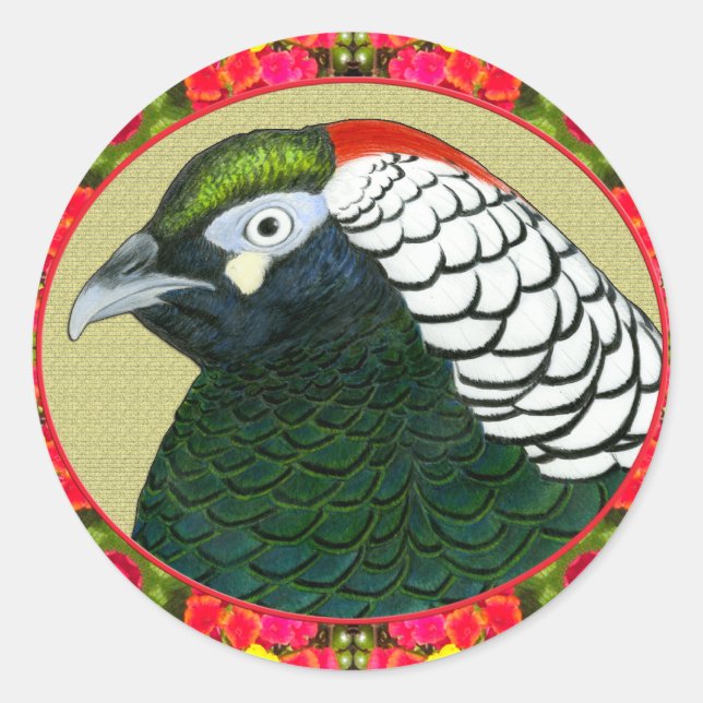 Adesivo Faisão e Flores de Amherst (Frente)