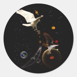 Adesivo "Faísca presentes brancos do corvo da criação"