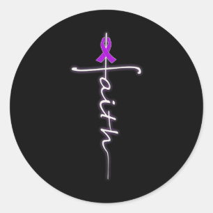 Adesivo Faith Christian Cross Purple Ribbon Warrior Heimer