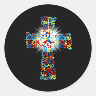 Adesivo Faith Christian Cross Ribbon Quebra-cabeça Autism