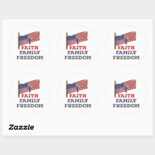 Adesivo Faith Family Freedom Cross with Flag