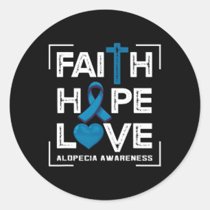 Adesivo Faith Hope ama Alopecia Consciência 1