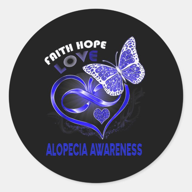 Adesivo Faith Hope ama Alopecia Conscientização Borboleta  (Frente)