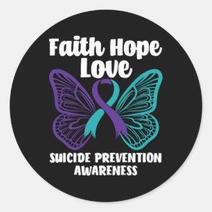 Adesivo Faith Hope ama Borboleta Suicida Prevenção