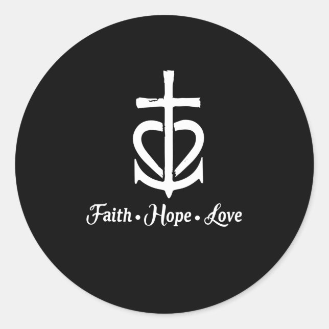 Adesivo Faith Hope ama Coração Cruzada de Âncora Jesus (Frente)