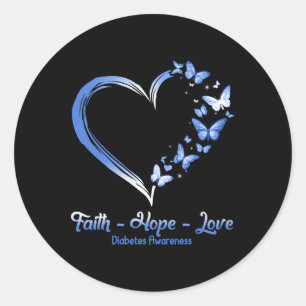 Adesivo Faith Hope ama Diabetes Sensibilização Borboleta d