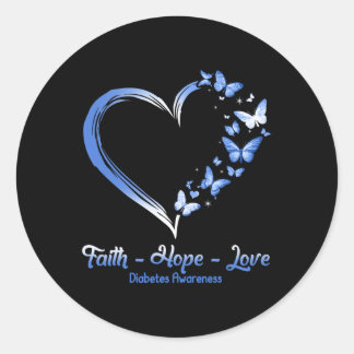 Adesivo Faith Hope ama Diabetes Sensibilização Borboleta d