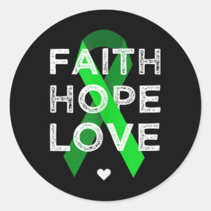 Adesivo Faith Hope ama Fita Verde Camisa Saúde Mental A