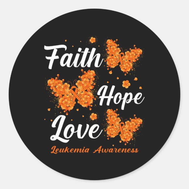 Adesivo Faith Hope ama Leucemia Sensibilização Borboleta (Frente)