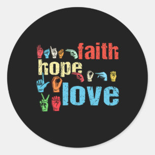 Adesivo Faith Hope Love American Sign Language Christian E