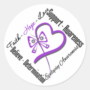 Adesivo Faith Hope Love Butterfly - Consciência Epilepsia