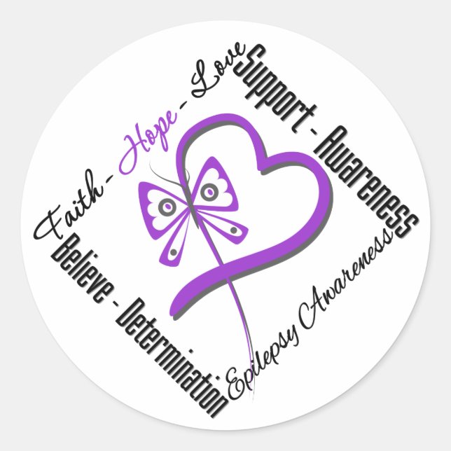 Adesivo Faith Hope Love Butterfly - Consciência Epilepsia (Frente)