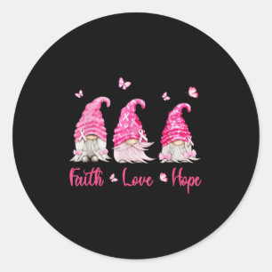 Adesivo Faith Hope Love Gnomo Cancer de Consciência Rosa