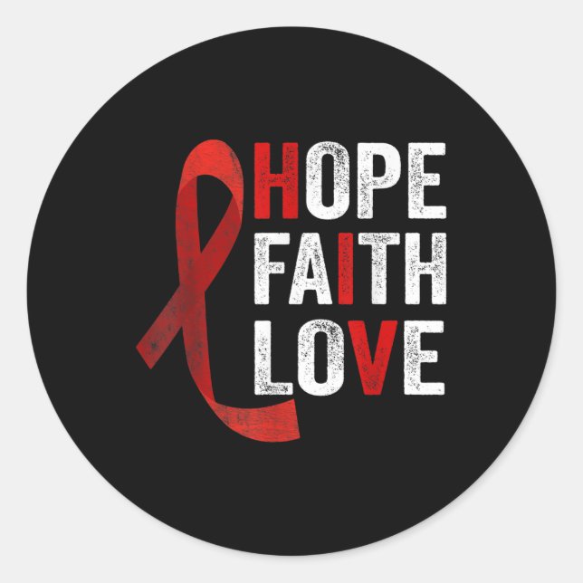 Adesivo Faith Hope Love - Hiv World Aids Day Consciência (Frente)