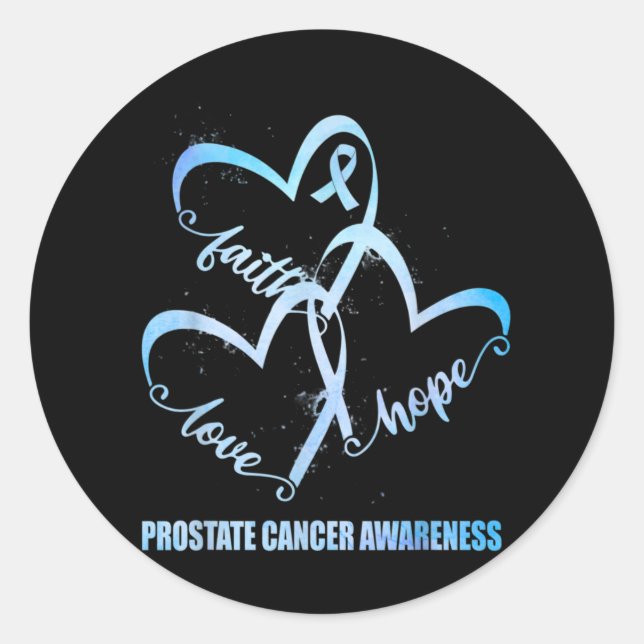 Adesivo Faith Hope Love Light Blue Ribbon Prostate Cancer (Frente)