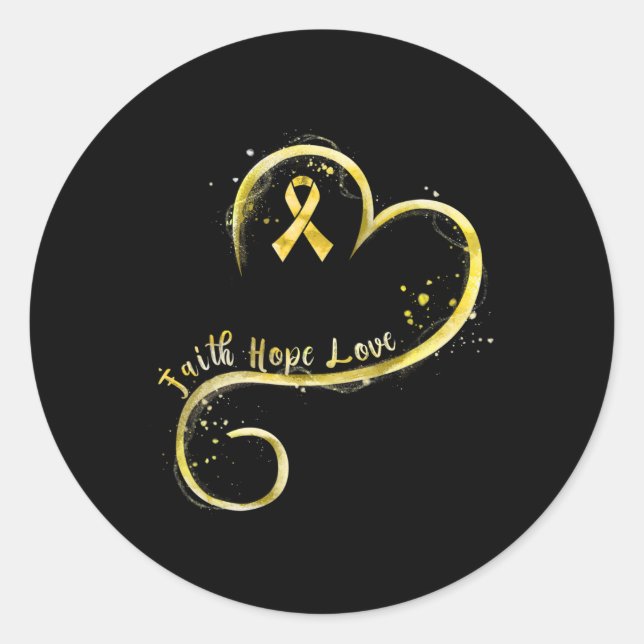 Adesivo Faith Hope Love Yellow Ribbon Chilhood Cancer Awa (Frente)