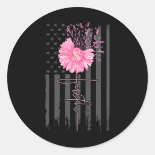 Adesivo Faith Pink Ribbon Daisy Flor Americana Flag Breas
