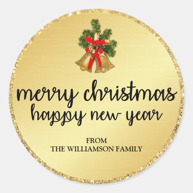 Adesivo Faixas de Natal Douradas personalizadas (Frente)