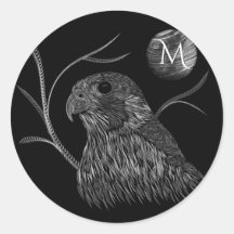 Falcão com Lua cheia Monograma preto