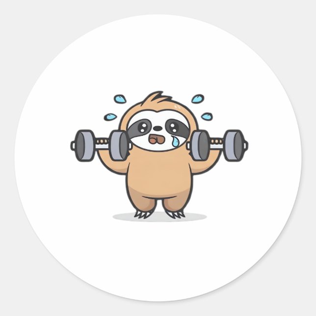 Adesivo Falha de Chibi Sloth Gym - Um Trabalho Engraçado D (Frente)